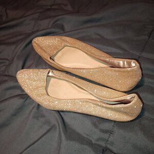 Gold sparkly flats